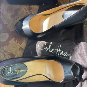 Cole Haan Black Peep Toe Heels